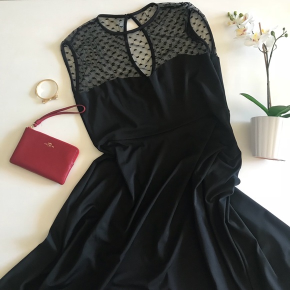 Dresses & Skirts - Black swing dress w/❤️Heart mesh detail